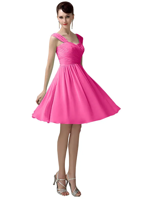 Simple A-line Knee-Length Chiffon Half-Back Short Bridesmaid Dresses sold by ChicSew product image thumbnail 2