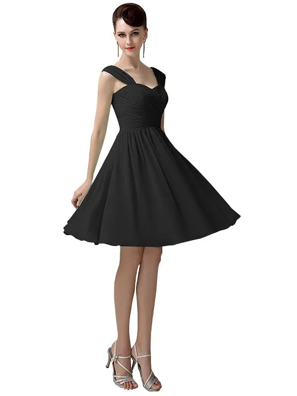 Simple A-line Knee-Length Chiffon Half-Back Short Bridesmaid Dresses sold by ChicSew product image thumbnail 3