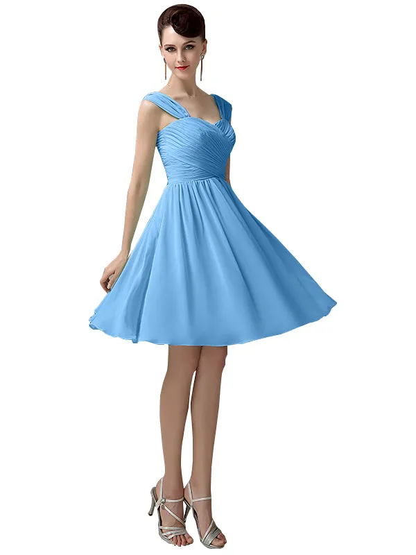 Simple A-line Knee-Length Chiffon Half-Back Short Bridesmaid Dresses sold by ChicSew product image thumbnail 4
