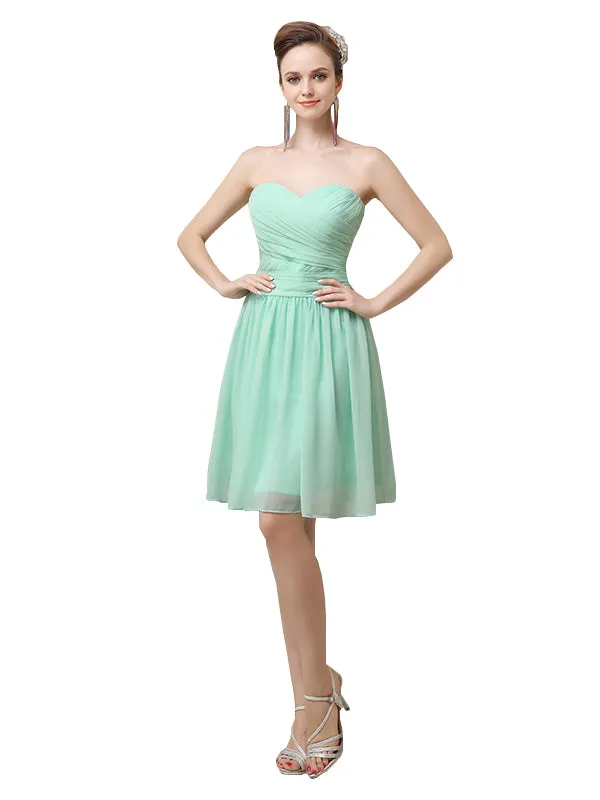 Elegant SweetHeart A-line Knee-Length Short Bridesmaid Dresses sold by ChicSew