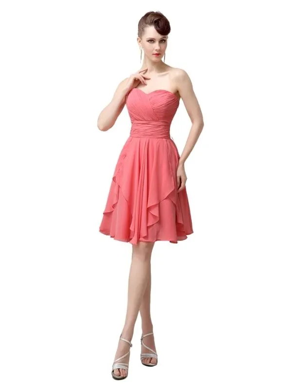 Sweetheart Chiffon A-line Knee-Length Short Bridesmaid Dresses sold by ChicSew product image thumbnail 5