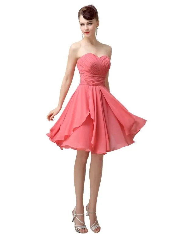 Sweetheart Chiffon A-line Knee-Length Short Bridesmaid Dresses sold by ChicSew product image thumbnail 4