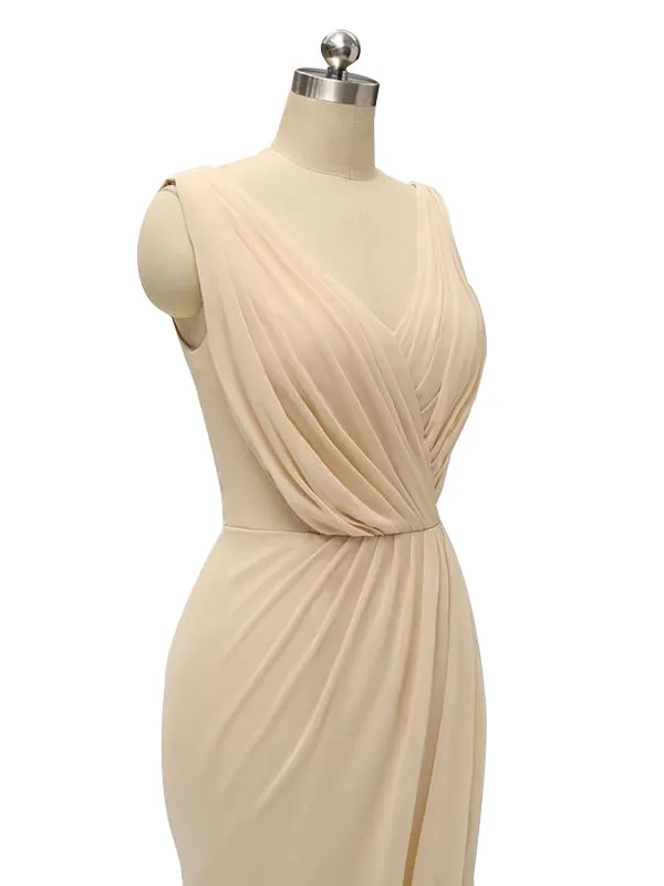 V Neck Chiffon Long Bridesmaid Dresses With Slit sold by ChicSew product image thumbnail 2