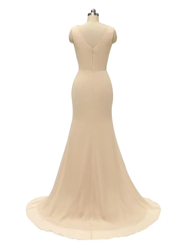 V Neck Chiffon Long Bridesmaid Dresses With Slit sold by ChicSew product image thumbnail 4