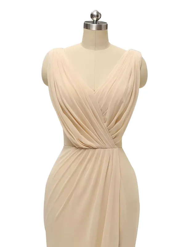 V Neck Chiffon Long Bridesmaid Dresses With Slit sold by ChicSew product image thumbnail 3