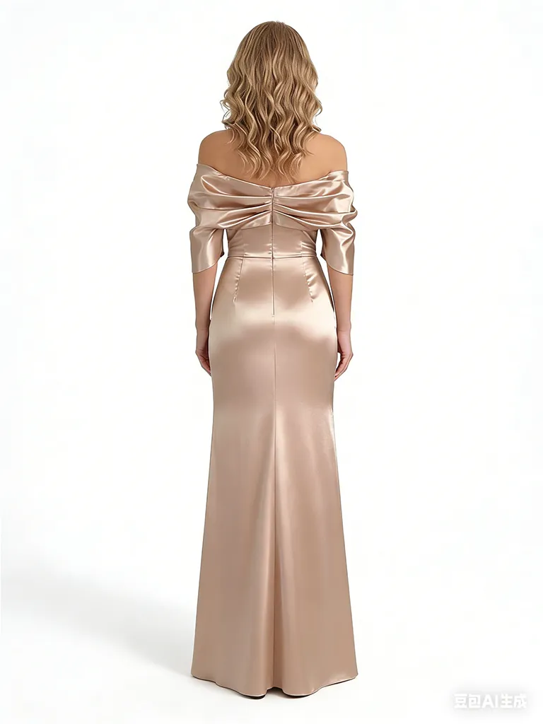 Sexy Off The Shoulder Silky Satin Side Slit Mermaid Long Formal Evening Dresses For Women sold by ChicSew product image thumbnail 2
