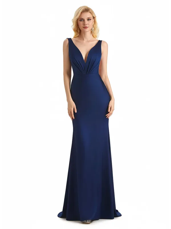 Sexy Spaghetti Straps V-Neck Mermaid Jersey Long Formal Dresses For Women made by ChicSew