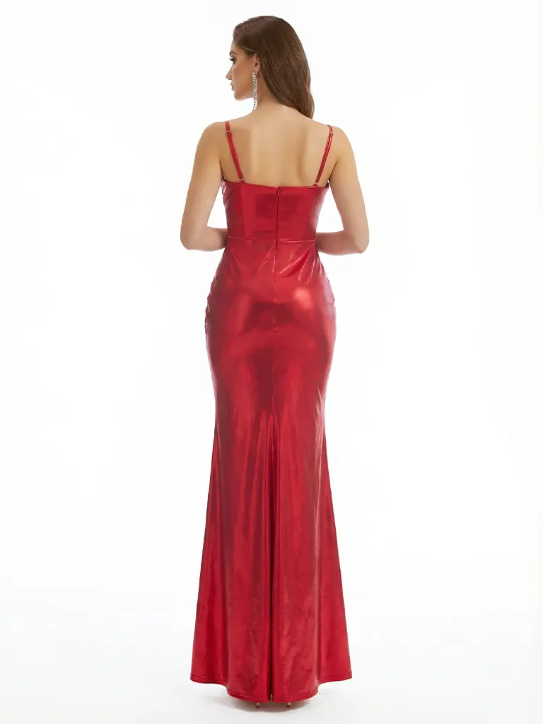 Sexy V-neck Sleeveless Mermaid Metallic Shiny Fabric Long Formal Dresses sold by ChicSew product image thumbnail 2