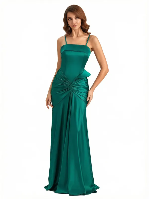 Sexy Spaghetti Straps Silky Satin Mermaid Long Evening Gown Dresses For Women sold by ChicSew