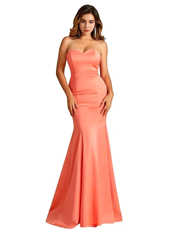 Sexy Sweetheart Mermaid Silky Satin Maxi Evening Dresses For Women sold by ChicSew