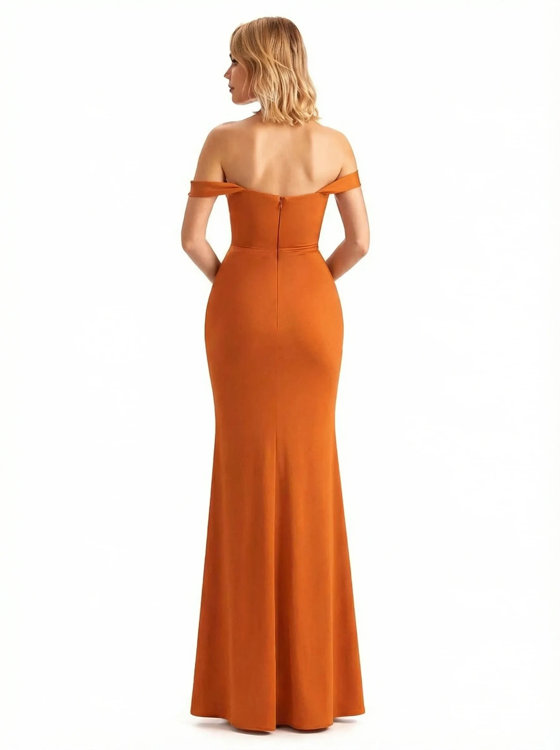 Trendy Off The Shoulder Ruched Jersey Side Slit Mermaid Floor Length Evening Formal Dresses sold by ChicSew product image thumbnail 2