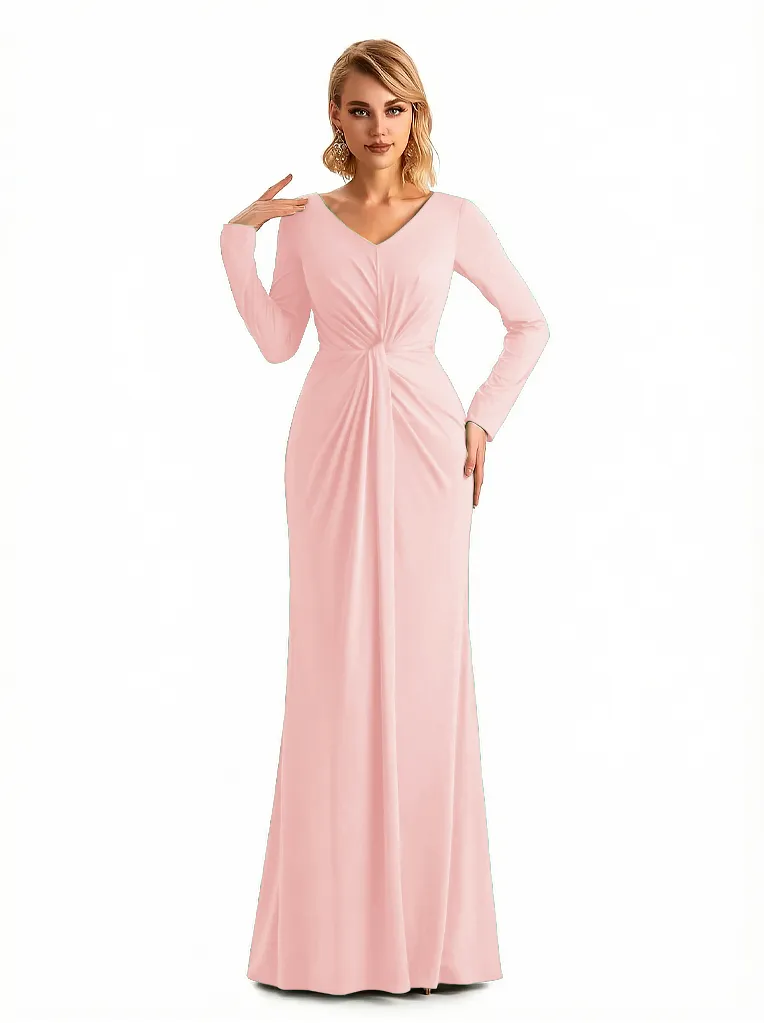 Elegant V-neck Long Sleeves Jersey Mermaid Floor Length Evening Formal Dresses sold by ChicSew product image thumbnail 5