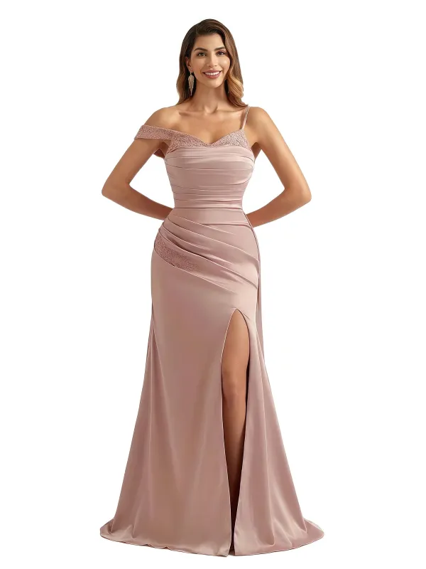 Elegant Asymmetrical One Shoulder Mermaid Soft Satin Long Formal Dresses sold by ChicSew