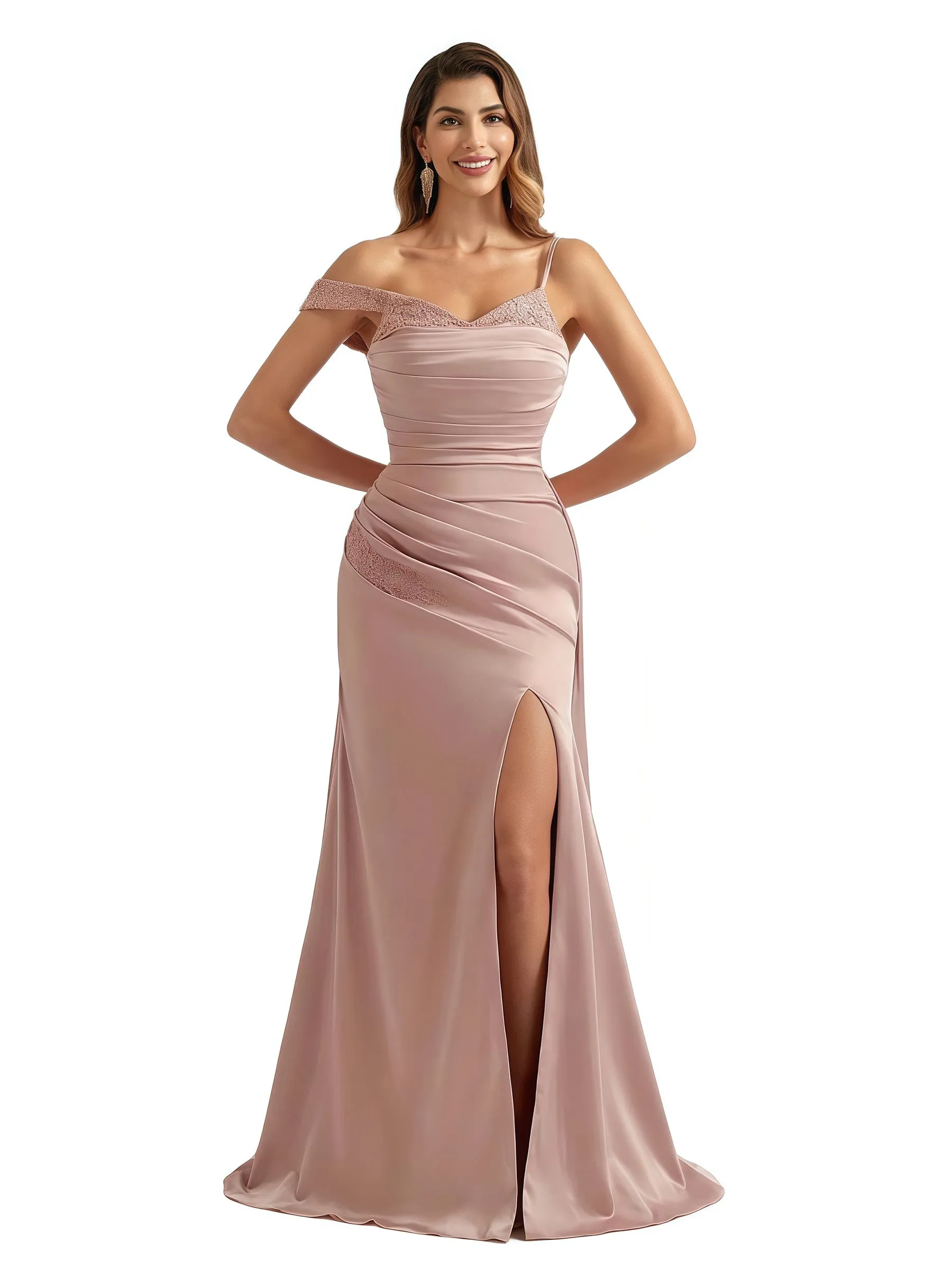 Elegant Asymmetrical One Shoulder Mermaid Soft Satin Long Formal Dresses sold by ChicSew