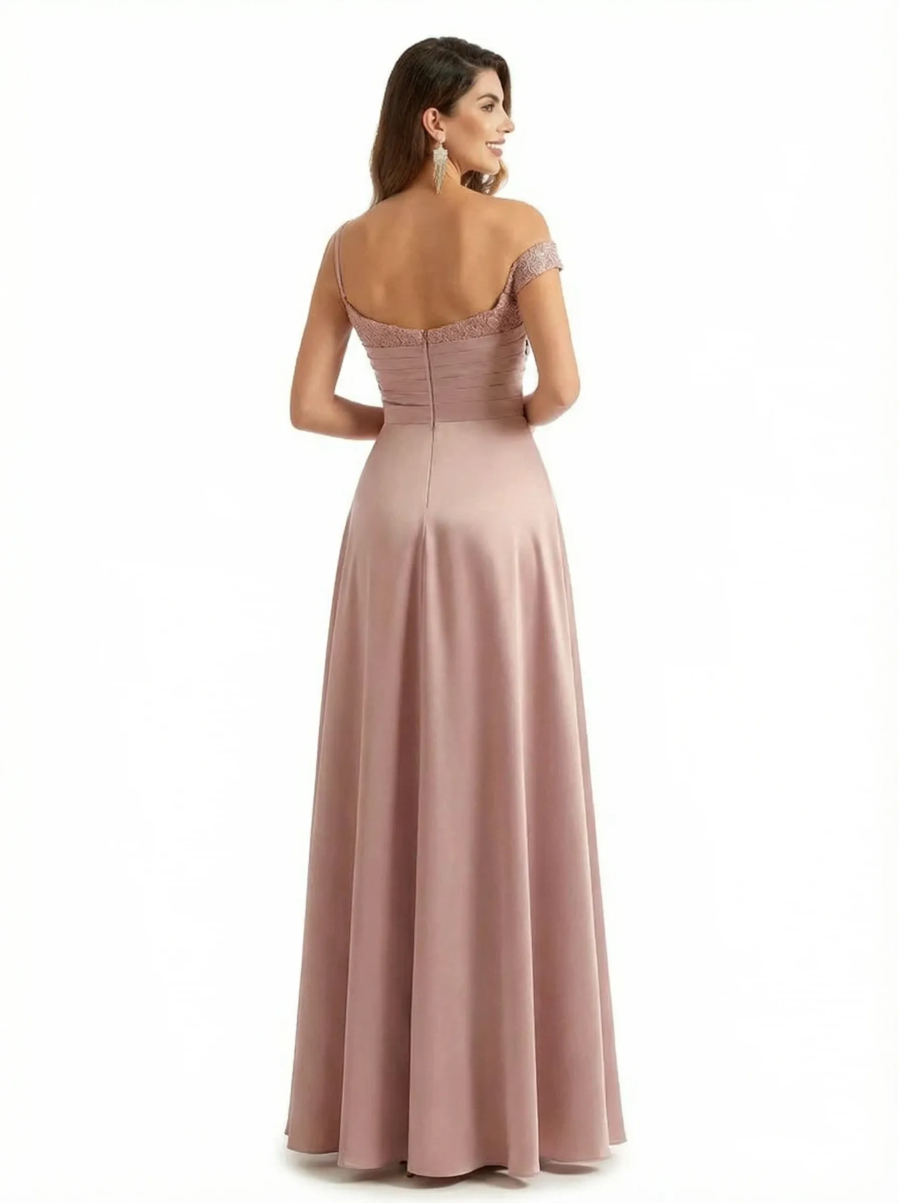 Elegant Asymmetrical One Shoulder Mermaid Soft Satin Long Formal Dresses sold by ChicSew product image thumbnail 2
