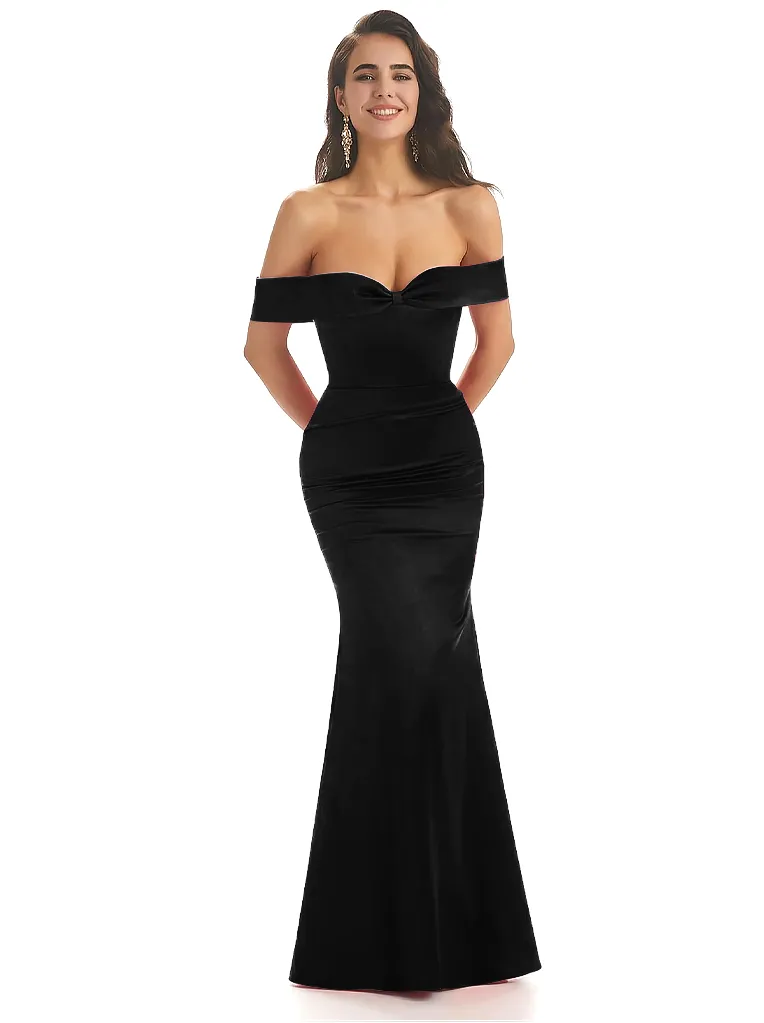 Women Sexy Off The Shoulder Silky Satin Mermaid Long Formal Dresses sold by ChicSew product image thumbnail 3