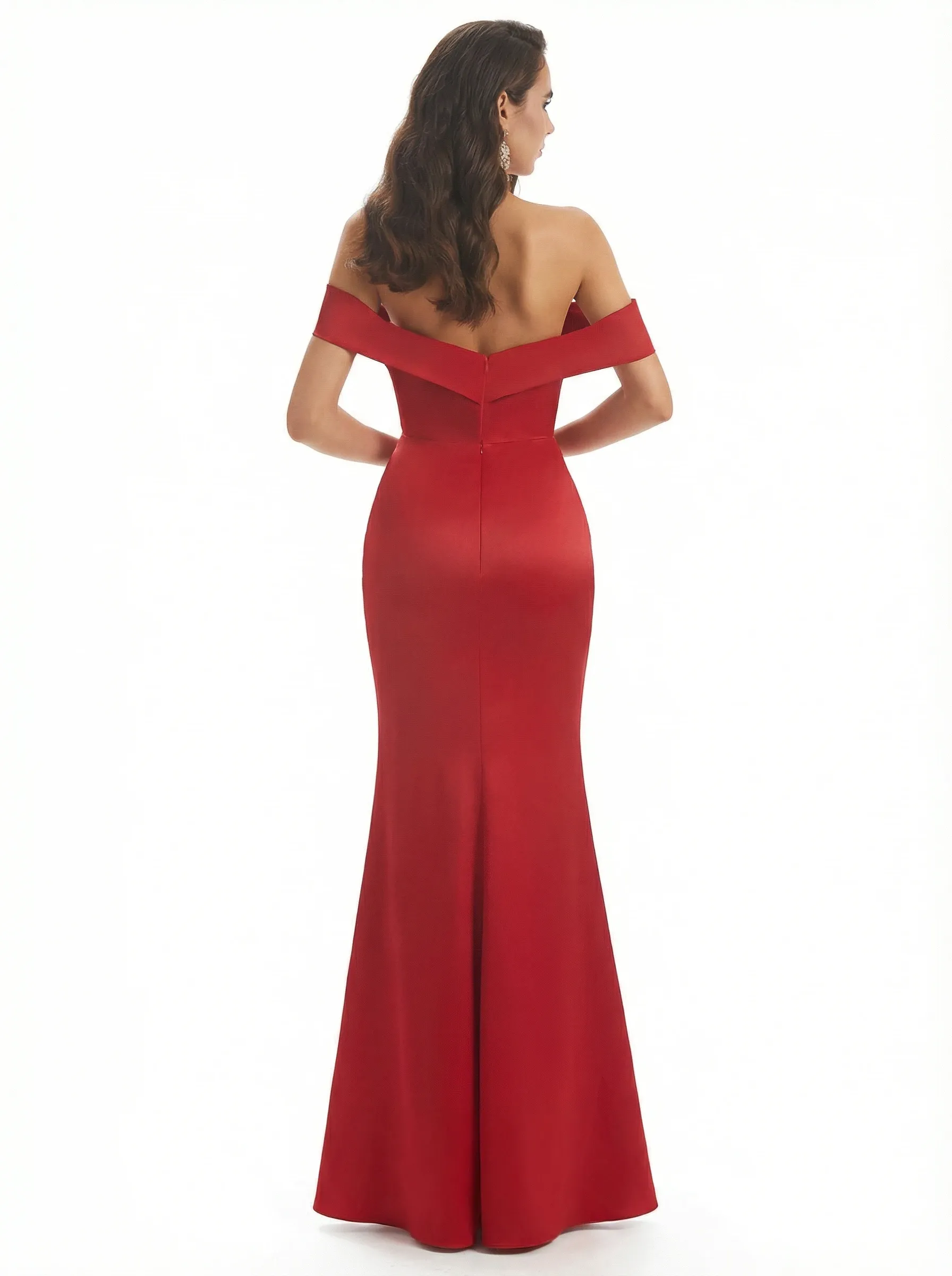 Women Sexy Off The Shoulder Silky Satin Mermaid Long Formal Dresses sold by ChicSew product image thumbnail 2