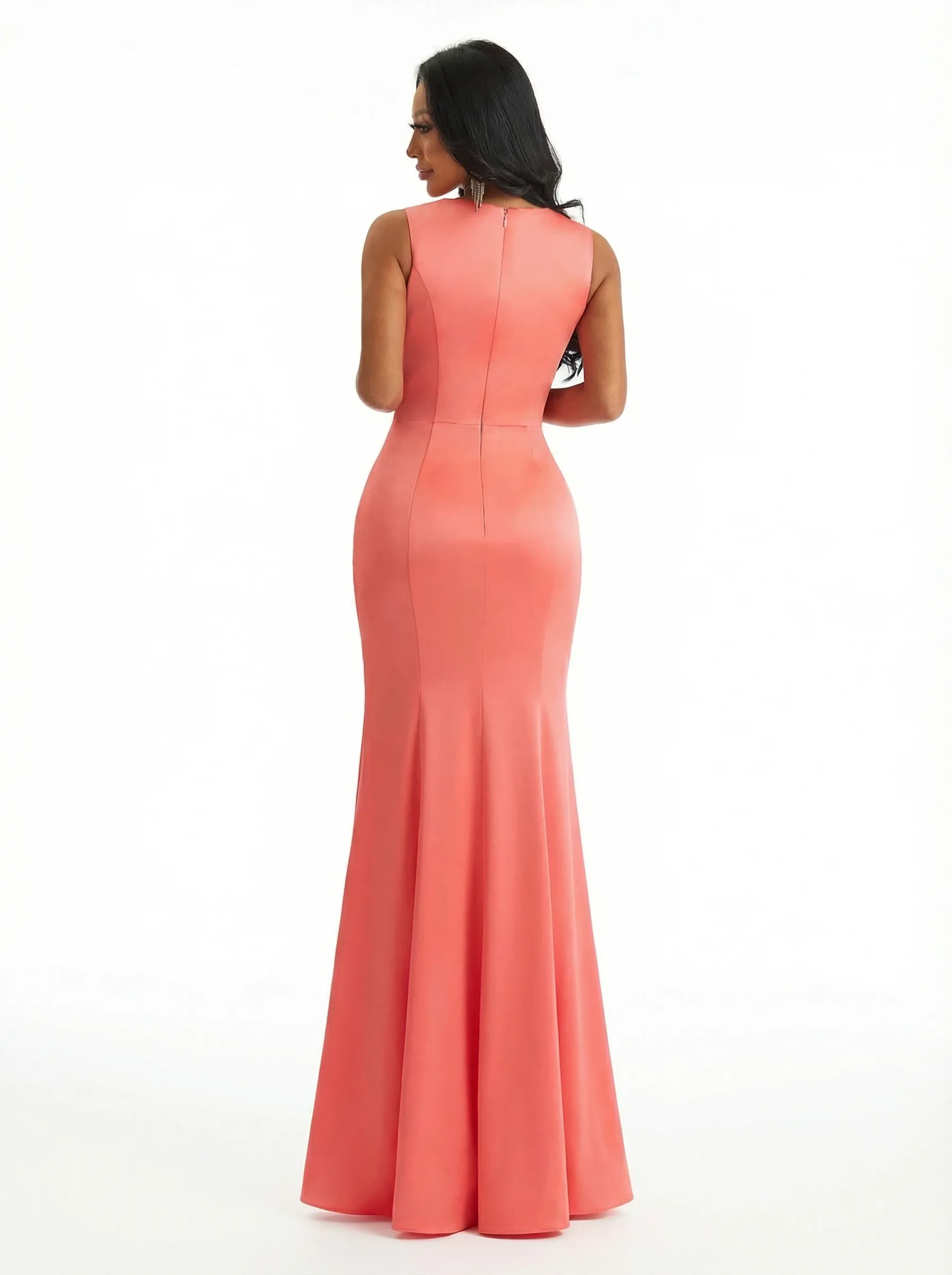 Modern Ruffle Satin Mermaid Long Evening Formal Dresses For Women Side Slit sold by ChicSew product image thumbnail 2