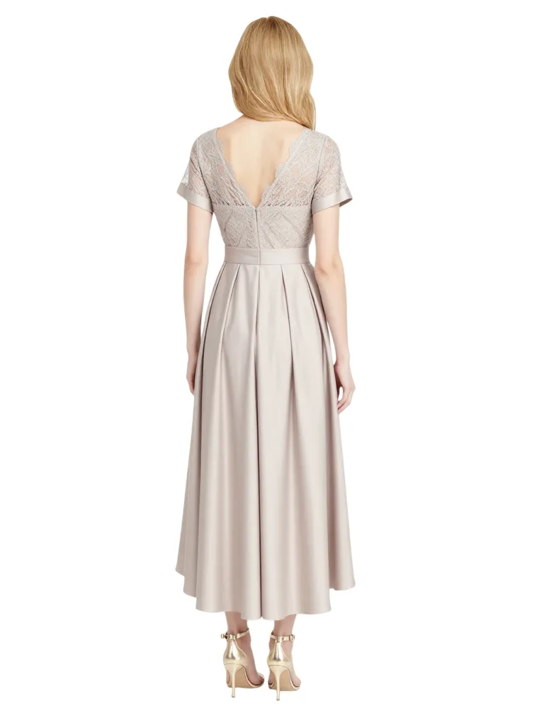 Elegant Short Sleeves Lace Satin High Low Mother of the Brides Dresses sold by ChicSew product image thumbnail 2