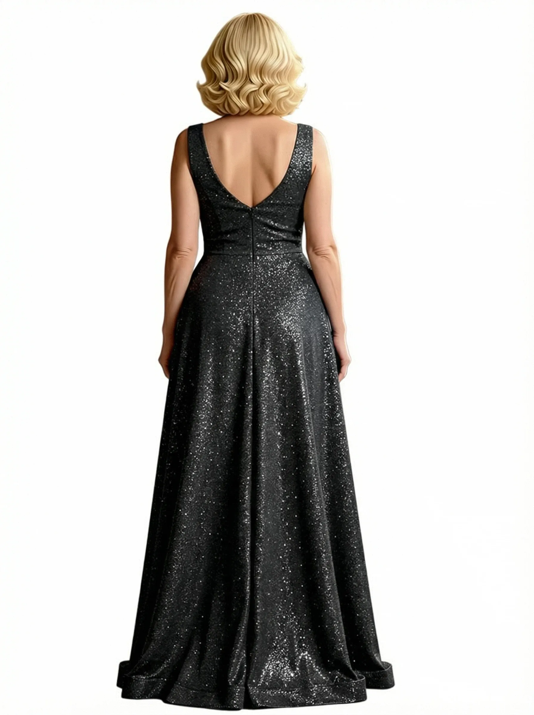 Glitter Jersey Scoop Sleeveless A-line Floor Length Mother of the Brides Dresses sold by ChicSew product image thumbnail 2