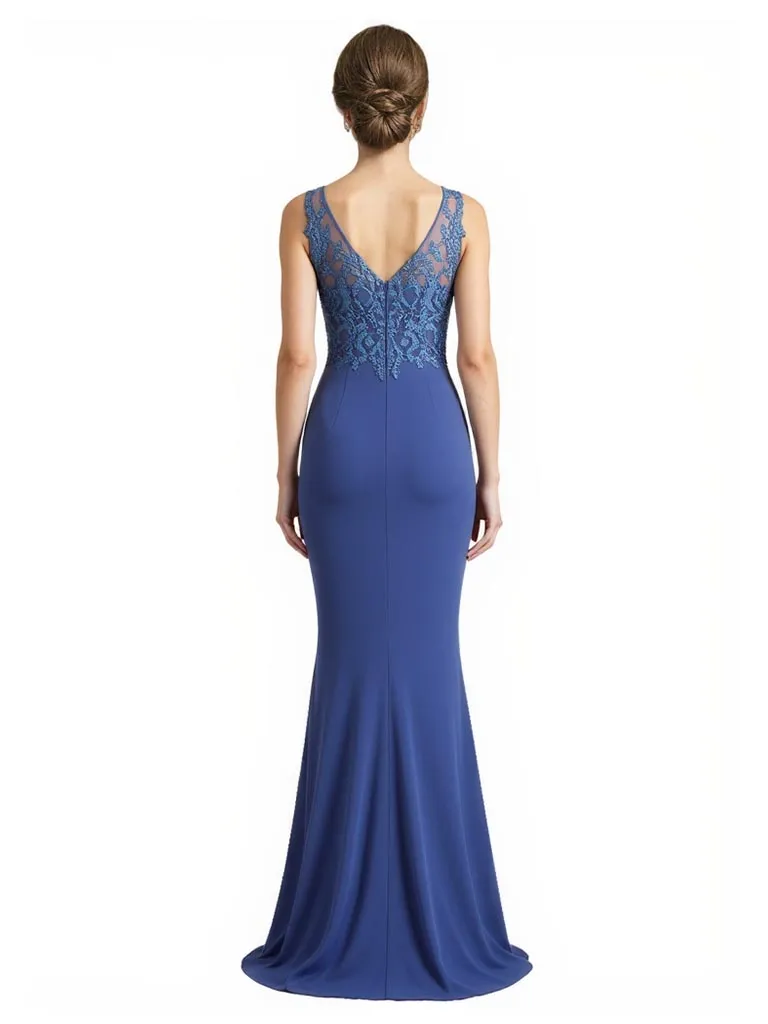 Elegant Sleeveless Lace Bodice Crepe Mermaid Young Mother of The Bride Dresses sold by ChicSew product image thumbnail 2