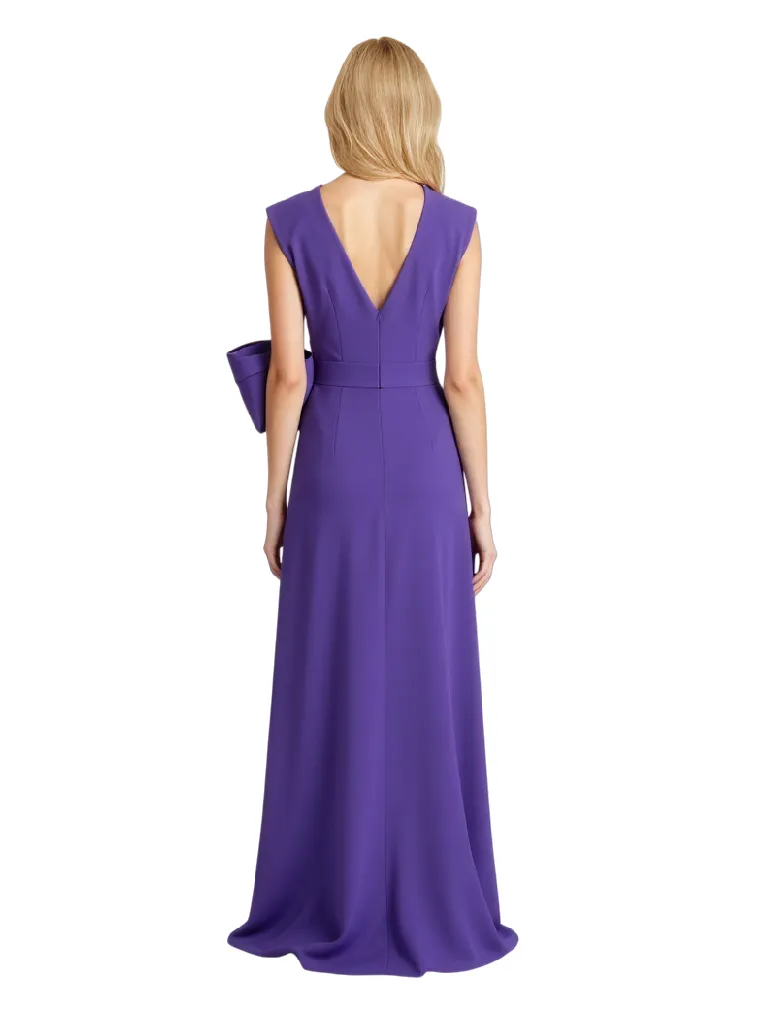 Elegant V-Neck Crepe A-Line Long Mother of the Brides Dresses Side Slit sold by ChicSew product image thumbnail 2