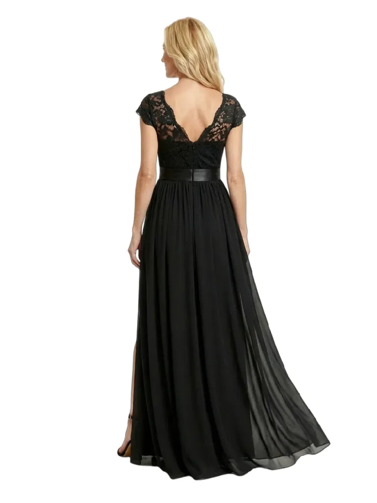 Elegant Cap Sleeves V-Neck Lace Chiffon A-line Maxi Mother of The Bride Dresses sold by ChicSew product image thumbnail 2