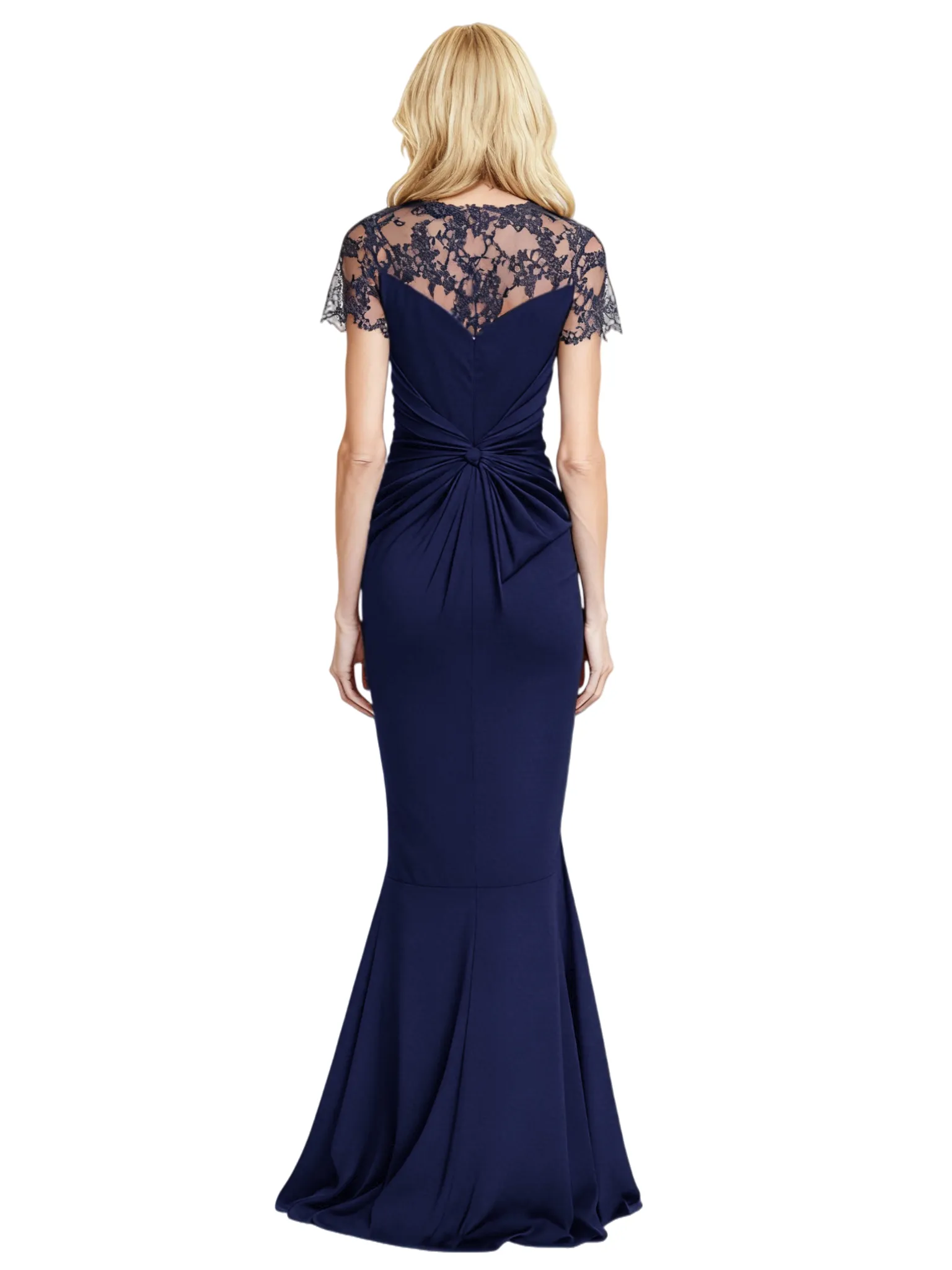 Elegant Short Sleeves Illusion Lace Chiffon Mermaid Mother of the Brides Dresses Side Slit sold by ChicSew product image thumbnail 2