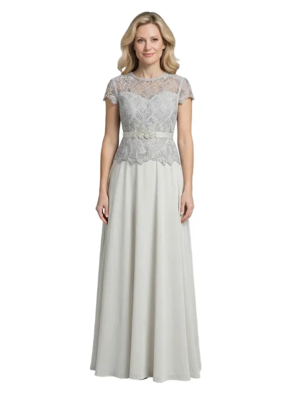 Elegant Chiffon Illusion Cap Sleeves A-line Mother of The Bride Dresses sold by ChicSew