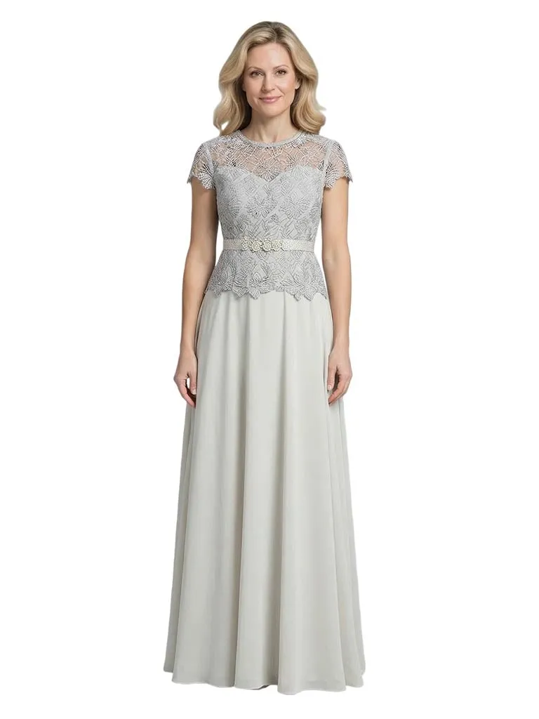 Elegant Chiffon Illusion Cap Sleeves A-line Mother of The Bride Dresses sold by ChicSew
