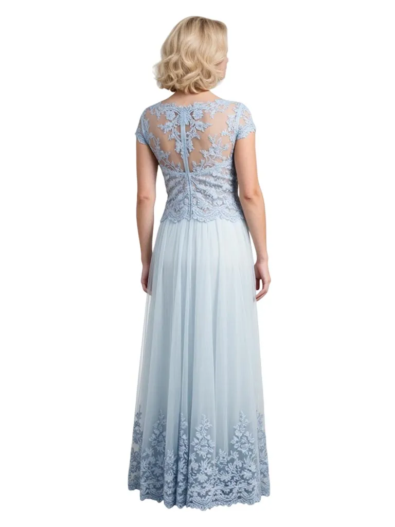 Elegant Tulle Lace Illusion Cap Sleeves A-line Mother of The Bride and Groom Dresses sold by ChicSew product image thumbnail 2