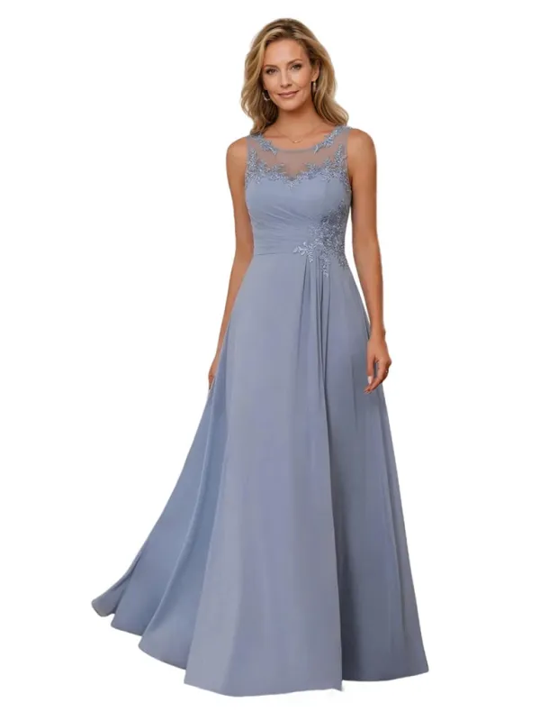 Elegant Chiffon Illusion Sleeveless A-Line Long Mother of The Bride Dresses sold by ChicSew
