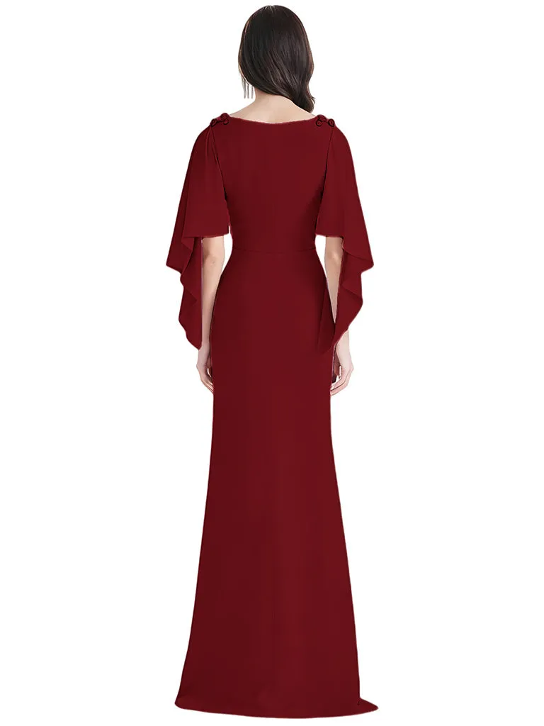 Elegant Crepe Scoop Flutter Sleeve Mermaid Long Mother of The Bride Dresses sold by ChicSew product image thumbnail 2