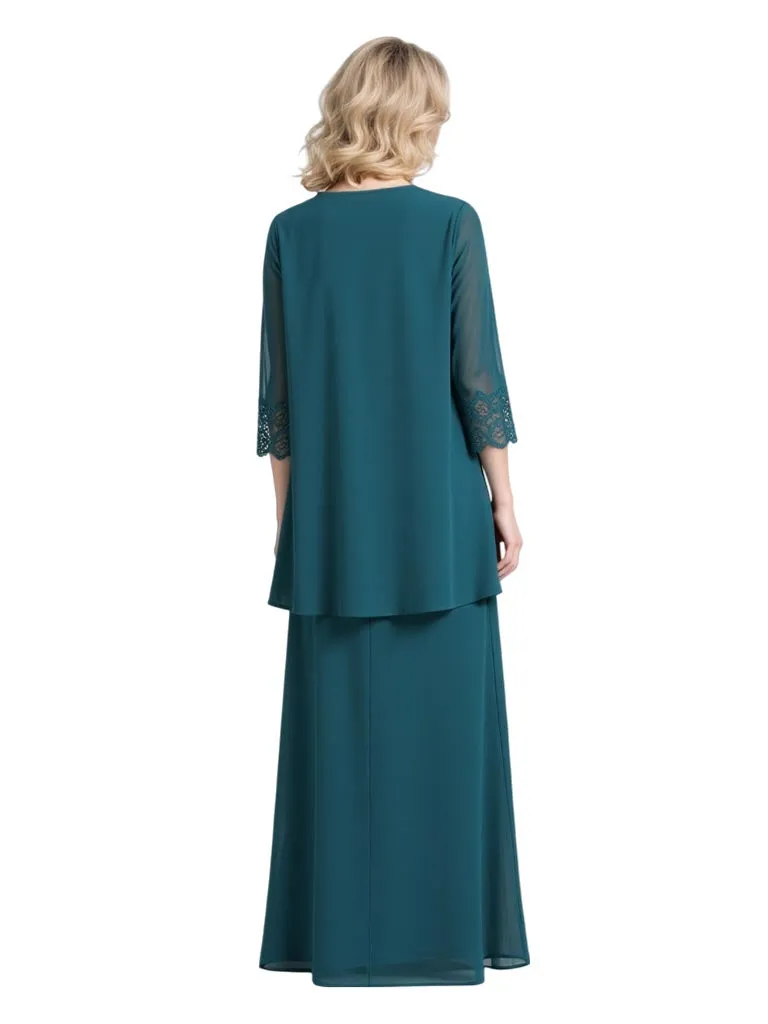 Elegant Chiffon Jewel Sleeveless A-Line Long Mother of The Bride Dresses With Jacket sold by ChicSew product image thumbnail 3