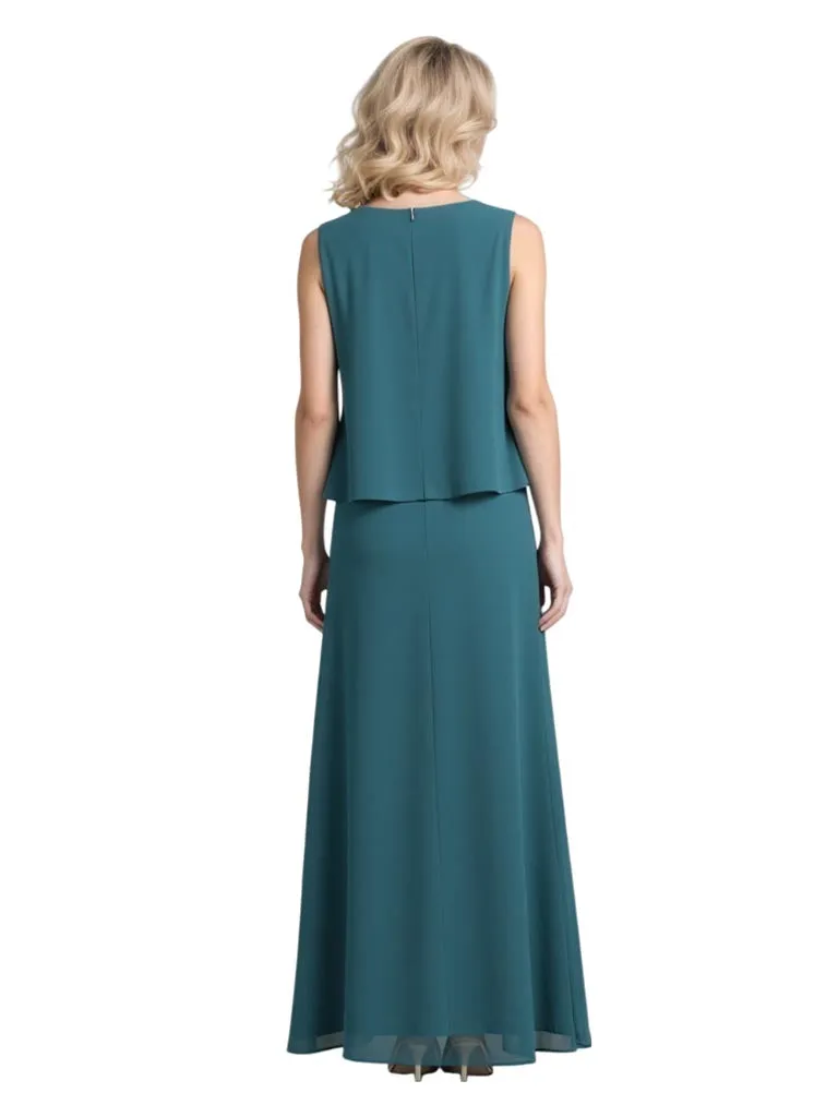 Elegant Chiffon Jewel Sleeveless A-Line Long Mother of The Bride Dresses With Jacket sold by ChicSew product image thumbnail 4