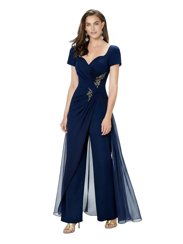 Elegant Chiffon Short Sleeves Unique JumpSuit For Mother of The Bride sold by ChicSew