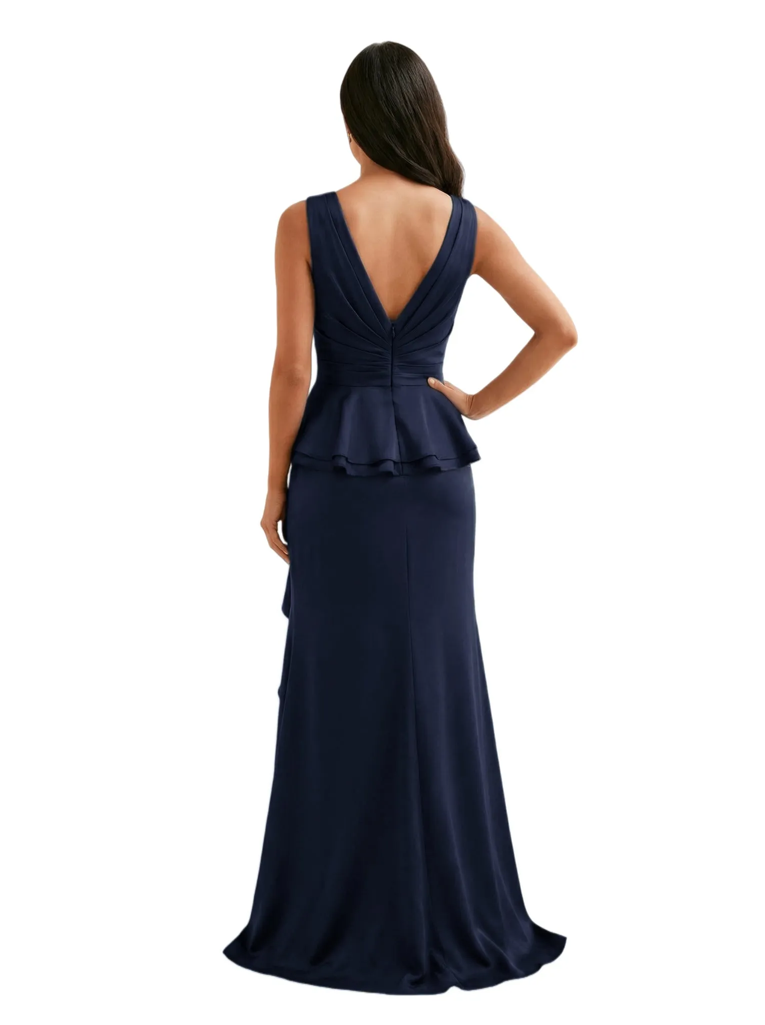 Elegant V-Neck Side Slit Chiffon Ruffles Mermaid Floor-Length Mother of the Bride Dresses sold by ChicSew product image thumbnail 2