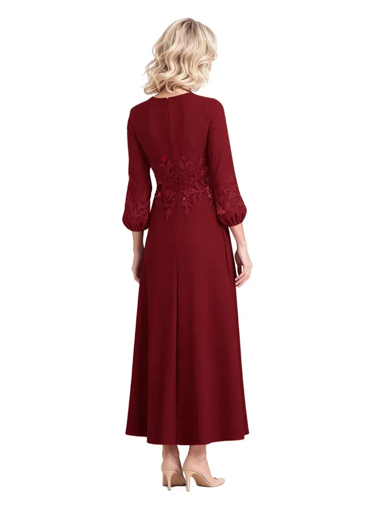 Women's Trendy Long Sleeves Chiffon Ankle Length A-Line Mother Of The Bride Dresses sold by ChicSew product image thumbnail 2