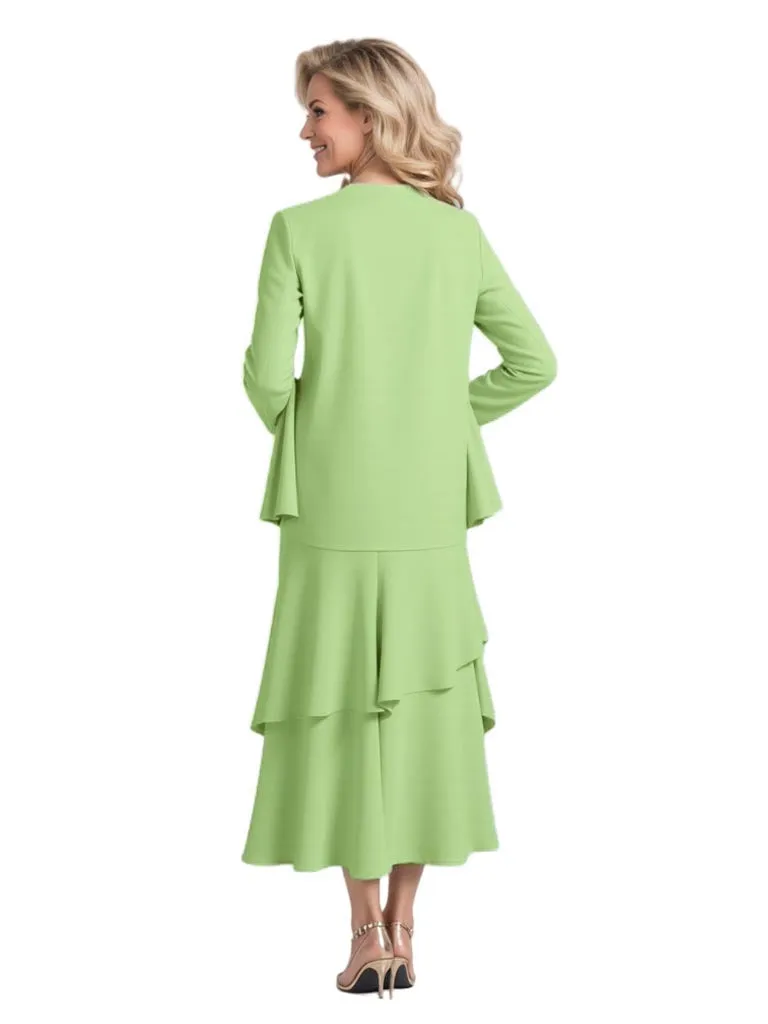 Elegant 3/4 Sleeves Chiffon A-Line Tea Length Mother Of The Bride Dresses With Jacket sold by ChicSew product image thumbnail 3