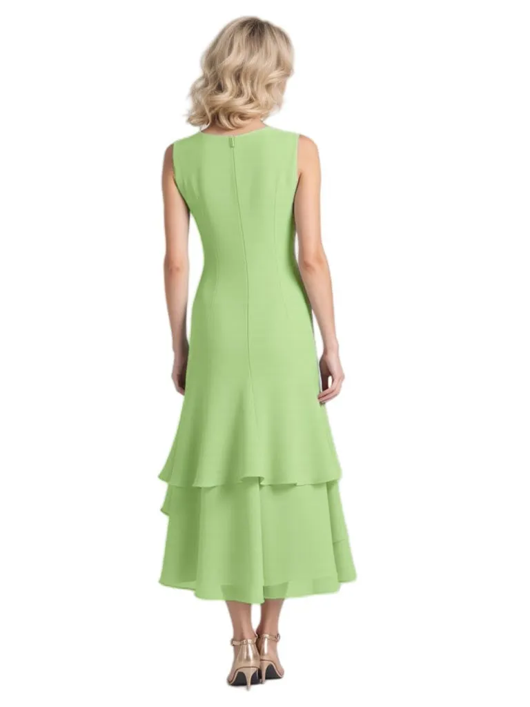Elegant 3/4 Sleeves Chiffon A-Line Tea Length Mother Of The Bride Dresses With Jacket sold by ChicSew product image thumbnail 4