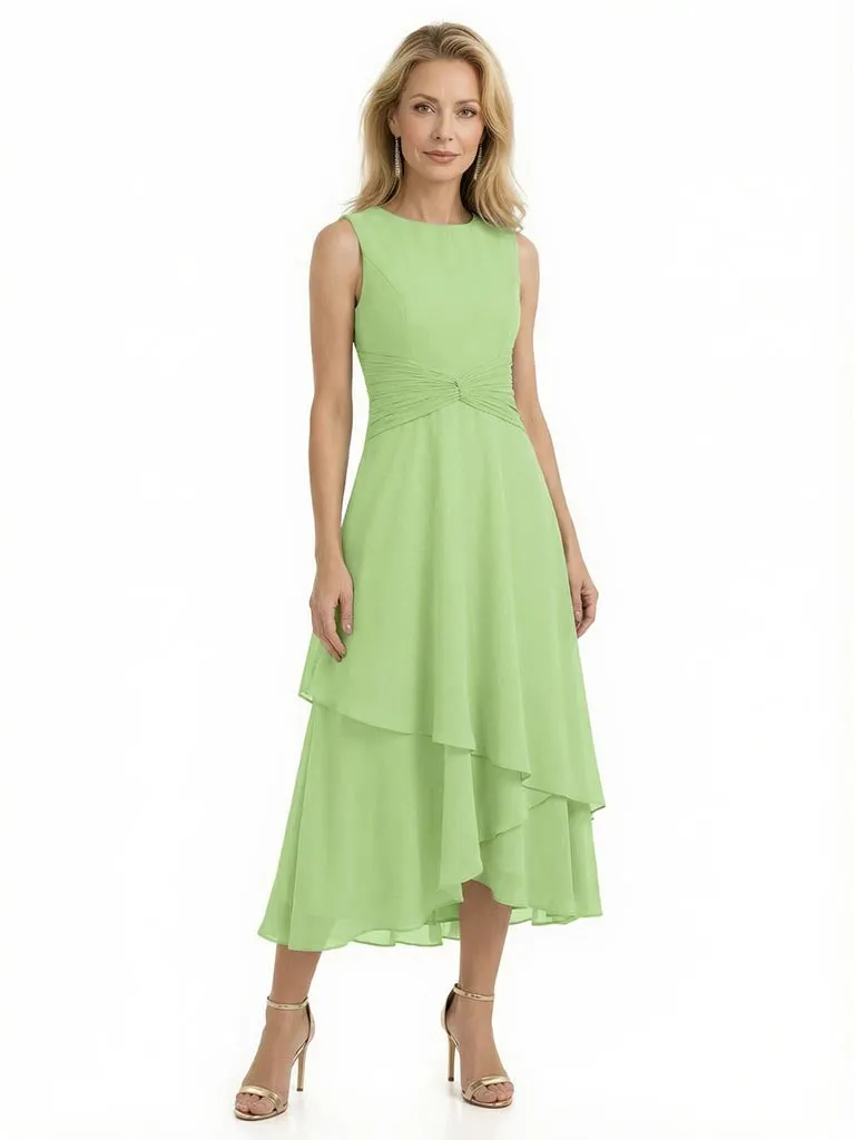 Elegant 3/4 Sleeves Chiffon A-Line Tea Length Mother Of The Bride Dresses With Jacket sold by ChicSew product image thumbnail 2