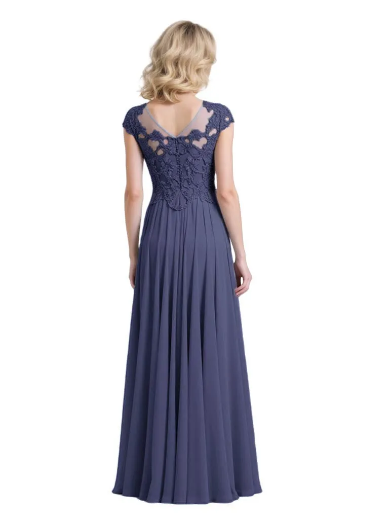 Elegant Lace Applique Cap Sleeves Chiffon A-Line Mother Of The Bride Dresses sold by ChicSew product image thumbnail 2