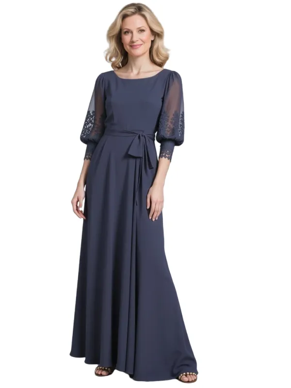 Elegant Chiffon A-Line Long Sleeves Scoop Long Mother Of The Bride and Groom Outfits sold by ChicSew