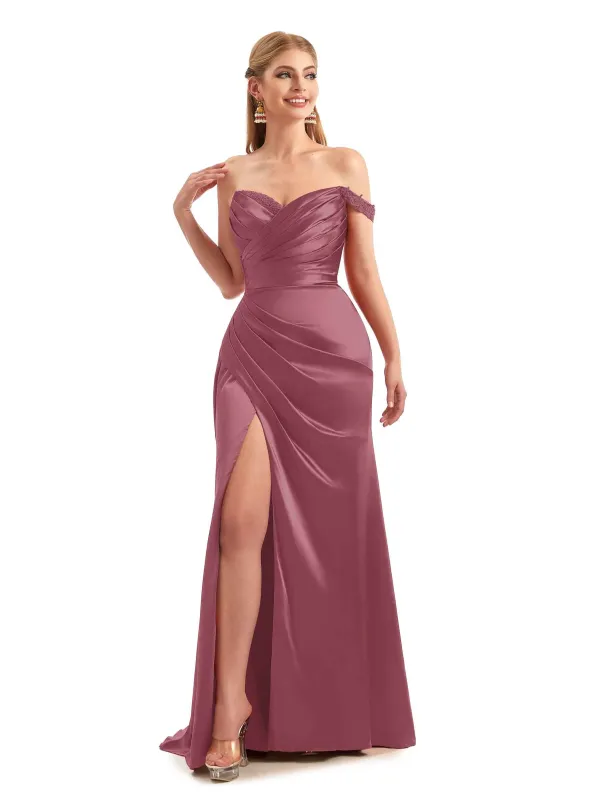 Long Summer Lace Strap Mermaid Satin Bridesmaid Dresses sold by ChicSew