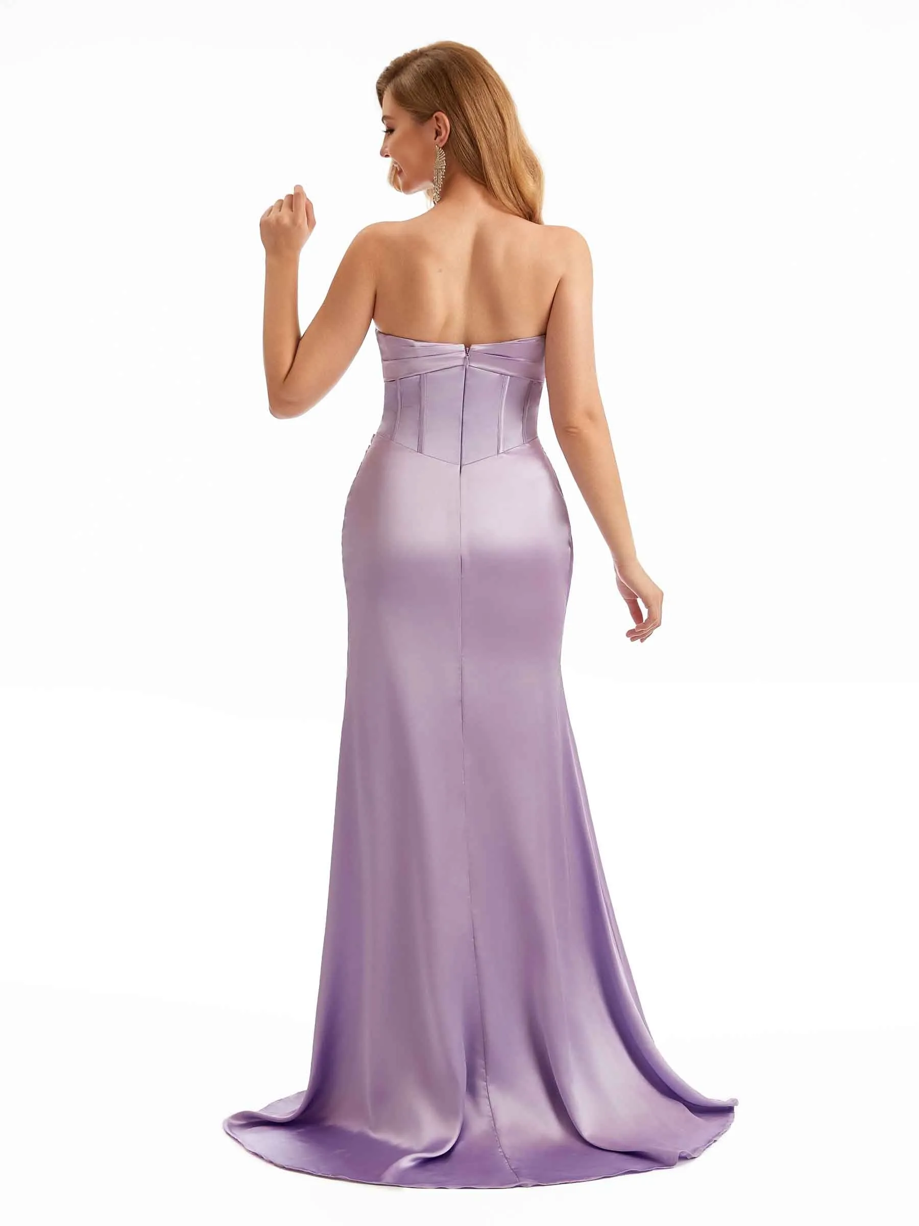Strapless Stretchy Spring Satin Bridesmaid Dresses sold by ChicSew product image thumbnail 4