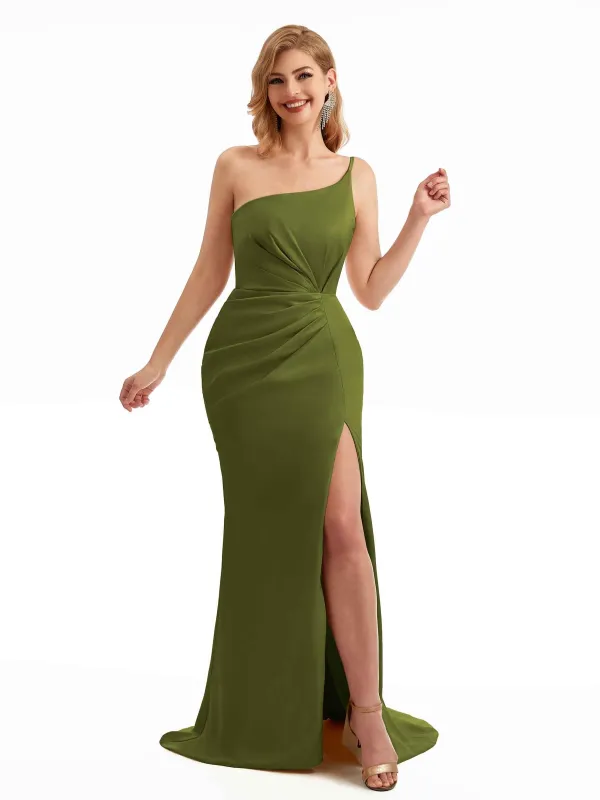 Sexy Stretchy Satin Spring Long Bridesmaid Dresses sold by ChicSew