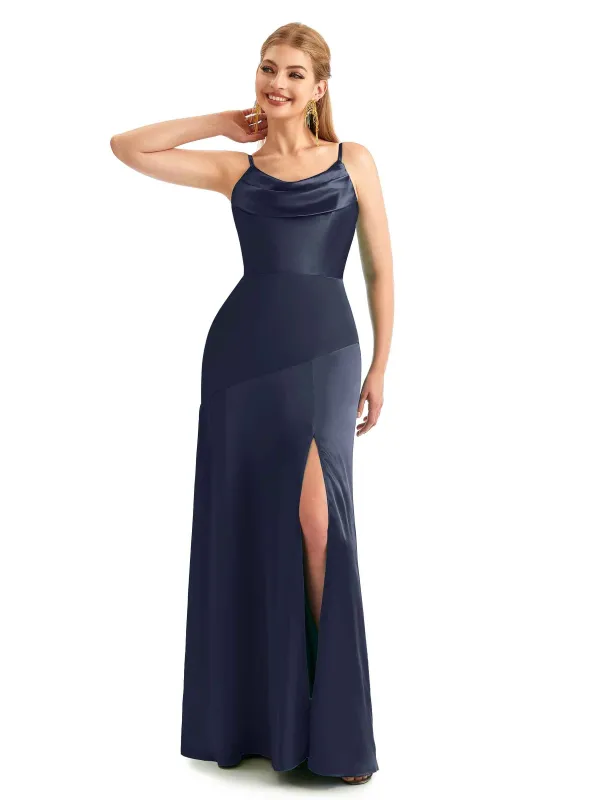 Fall Scoop Mermaid Casual Satin Bridesmaid Dresses sold by ChicSew