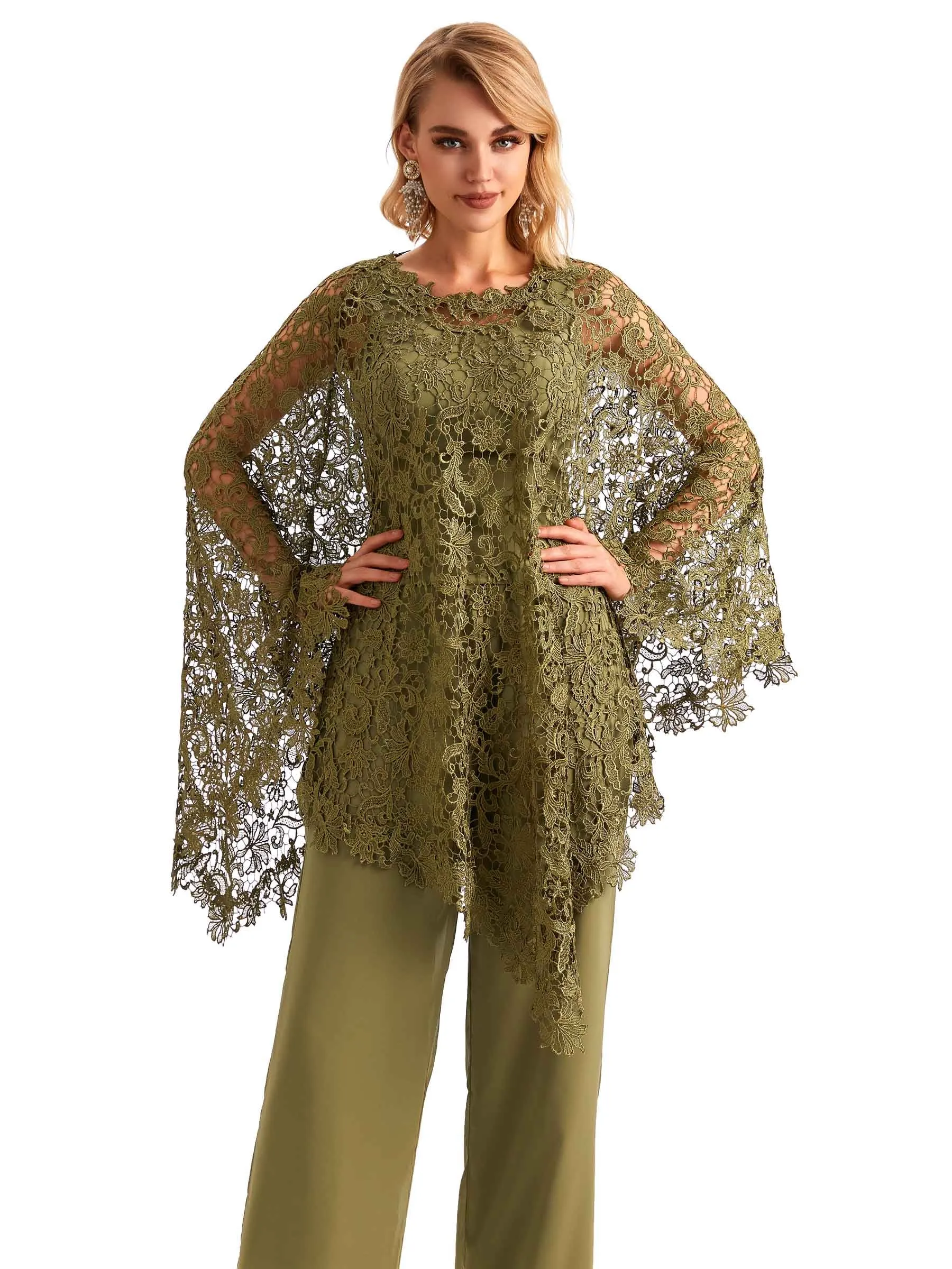 Elegant Chiffon Scoop Mother Of The Bride Pant Suit With Lace Jacket sold by ChicSew product image thumbnail 2