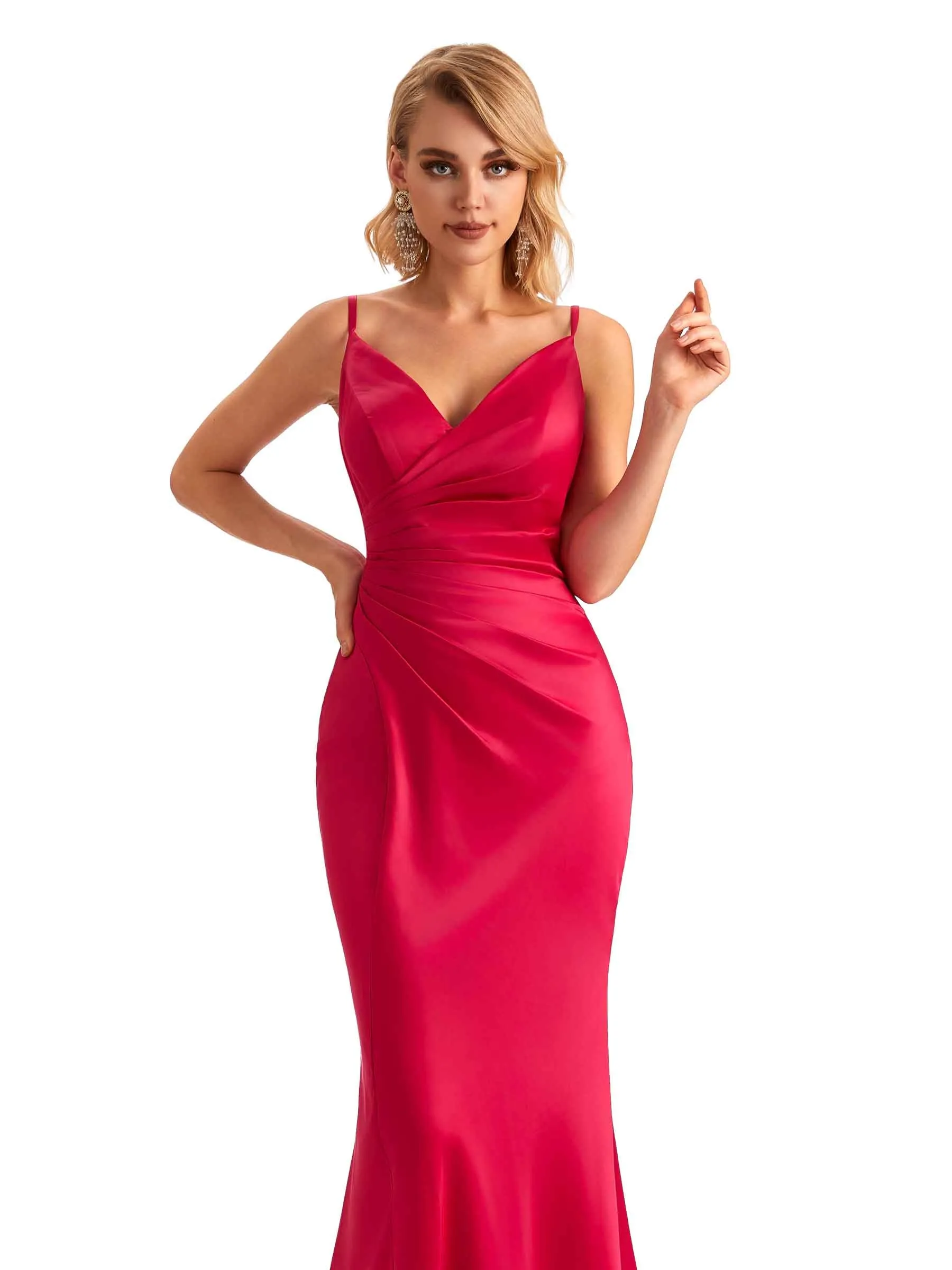 Sexy Backless Mermaid Spaghetti Straps Unique Long Formal Satin Dress For Women sold by ChicSew product image thumbnail 2