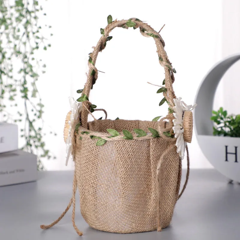 Retro Cotton Linen Flower Basket Flower Basket Rattan Daisy Decoration, HL-5722 sold by ChicSew product image thumbnail 3